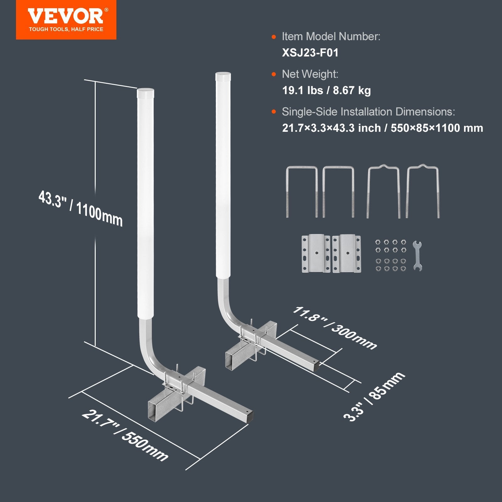 VEVOR Boat Trailer Guide Poles, Adjustable 2PCS, Galvanized Steel with PVC Sleeves