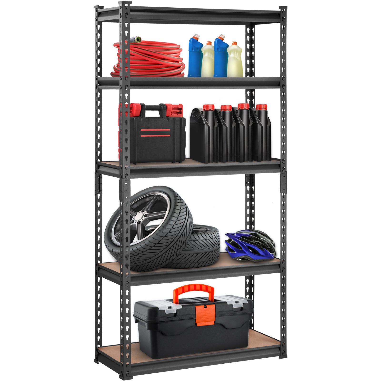 VEVOR 5-Tier Heavy Duty Metal Storage Shelving Unit, 2000 lb Capacity, 30" x 12" x 60", Black