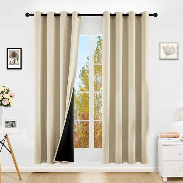 Polyester Grommets Thermal Insulated Blackout Curtains 52 x 84 in (Set of 2)