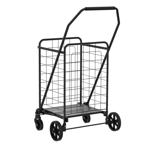 CYDD Foldable Shopping Cart with Double Basket, 360° Wheels