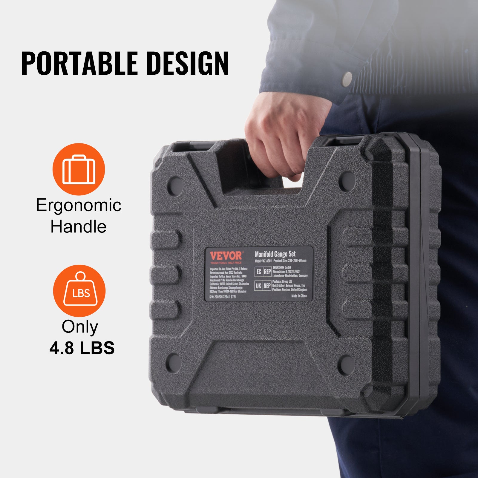 VEVOR AC Gauge Set - 3 Way AC Manifold Gauge Set For R134A R22 R12 R502 Refrigerant, Freon Gauges With 5ft Hoses, Couplers, Can Tap