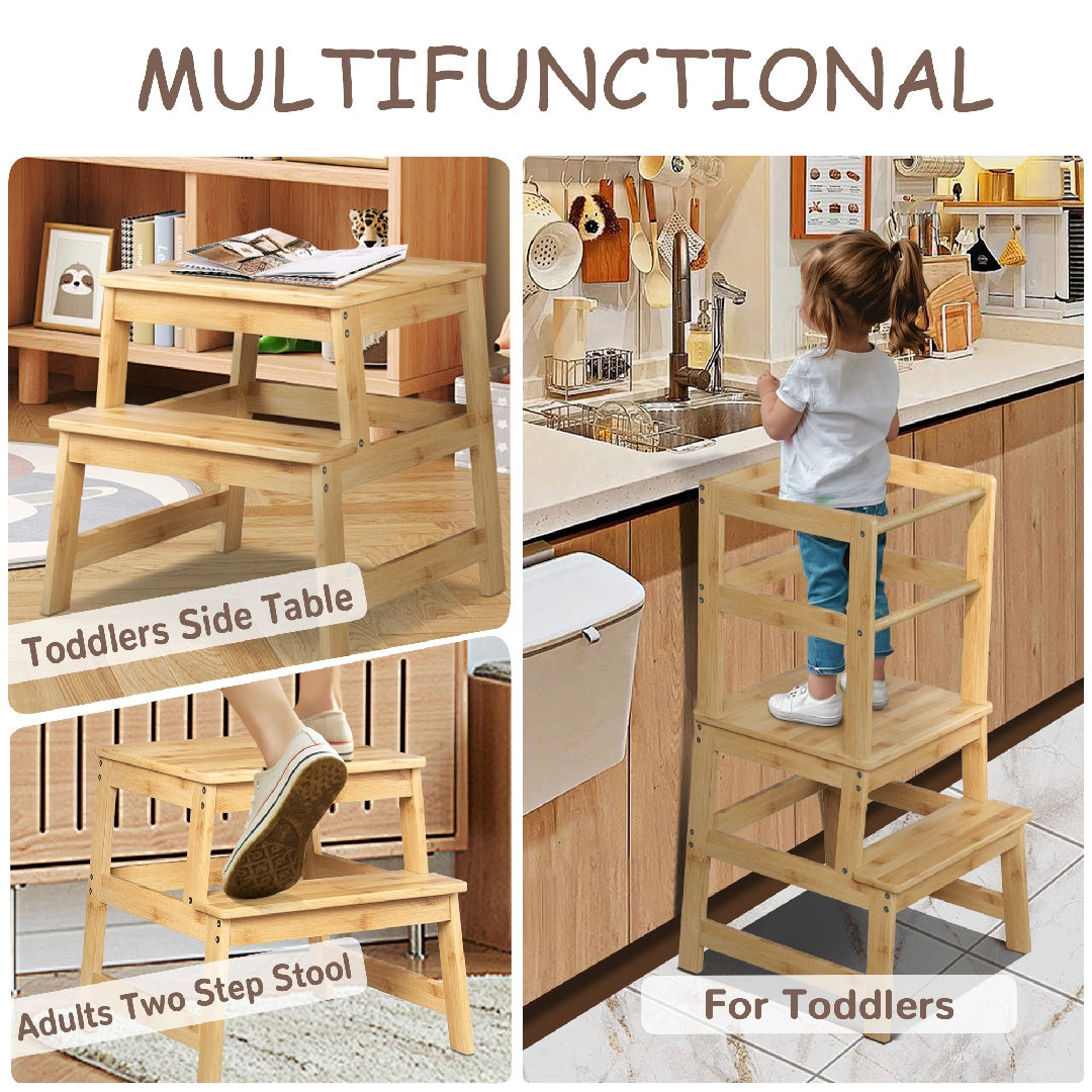 Only Supports Self Pickup - Toddler Step Stool, Wooden Children's Montessori Learning Standing Tower with Safety Rails, Anti-Tipping Structure