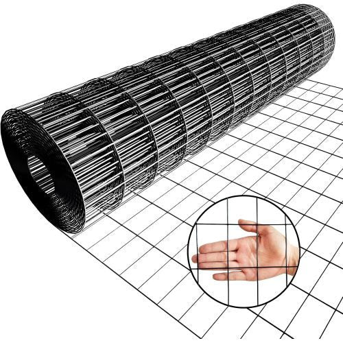 24in x 50ft Black Vinyl-Coated Hardware Cloth 2" x 3" 16GA Welded Wire Mesh Fence