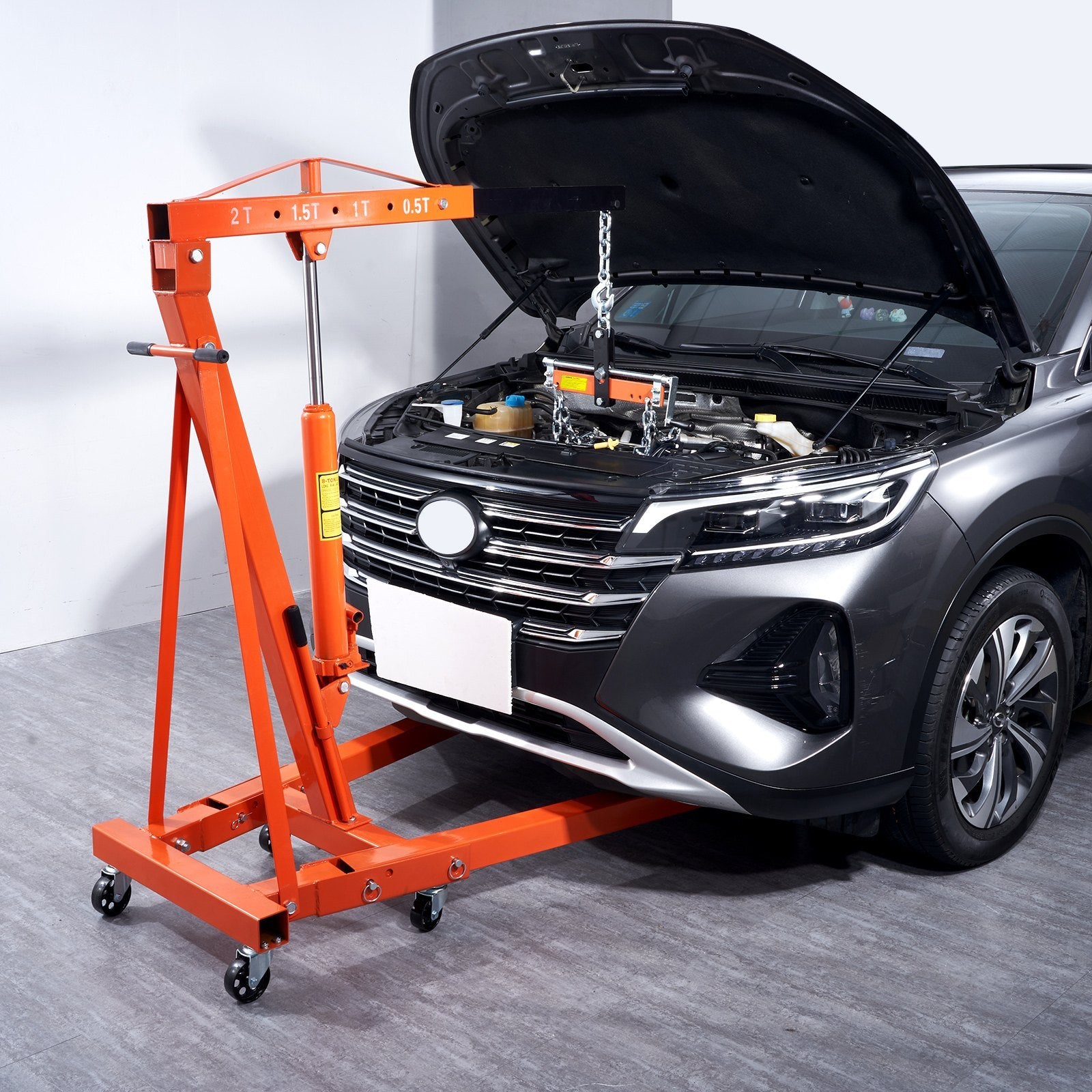 VEVOR Hydraulic Engine Hoist With Lever, 2 Ton (4400 lb) Foldable Cherry Picker Shop Crane