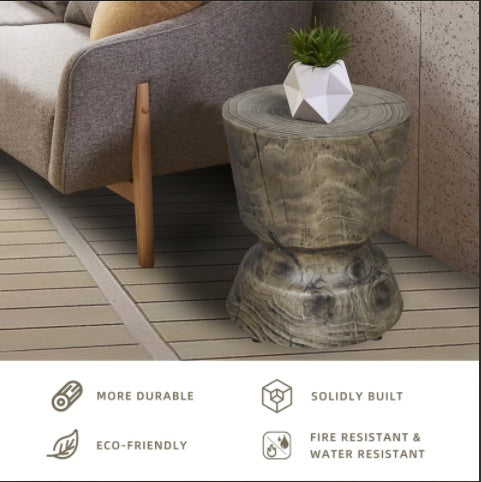 yoonyo 14.6 x 17 in Wood Grain Decorative Side Table