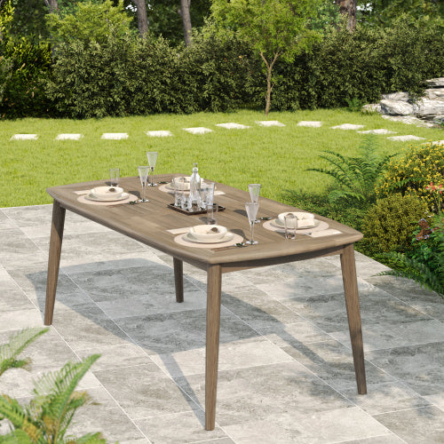 Acacia Wood Dining Table 8-Person Outdoor Table, Farmhouse Patio Table 70.75 in - Light Brown