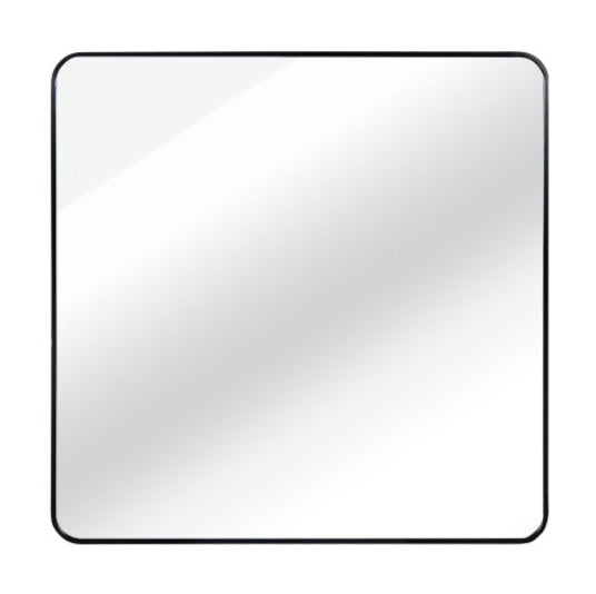 30 in x 30 in Black Metal Framed Square Bathroom Mirror for Wall