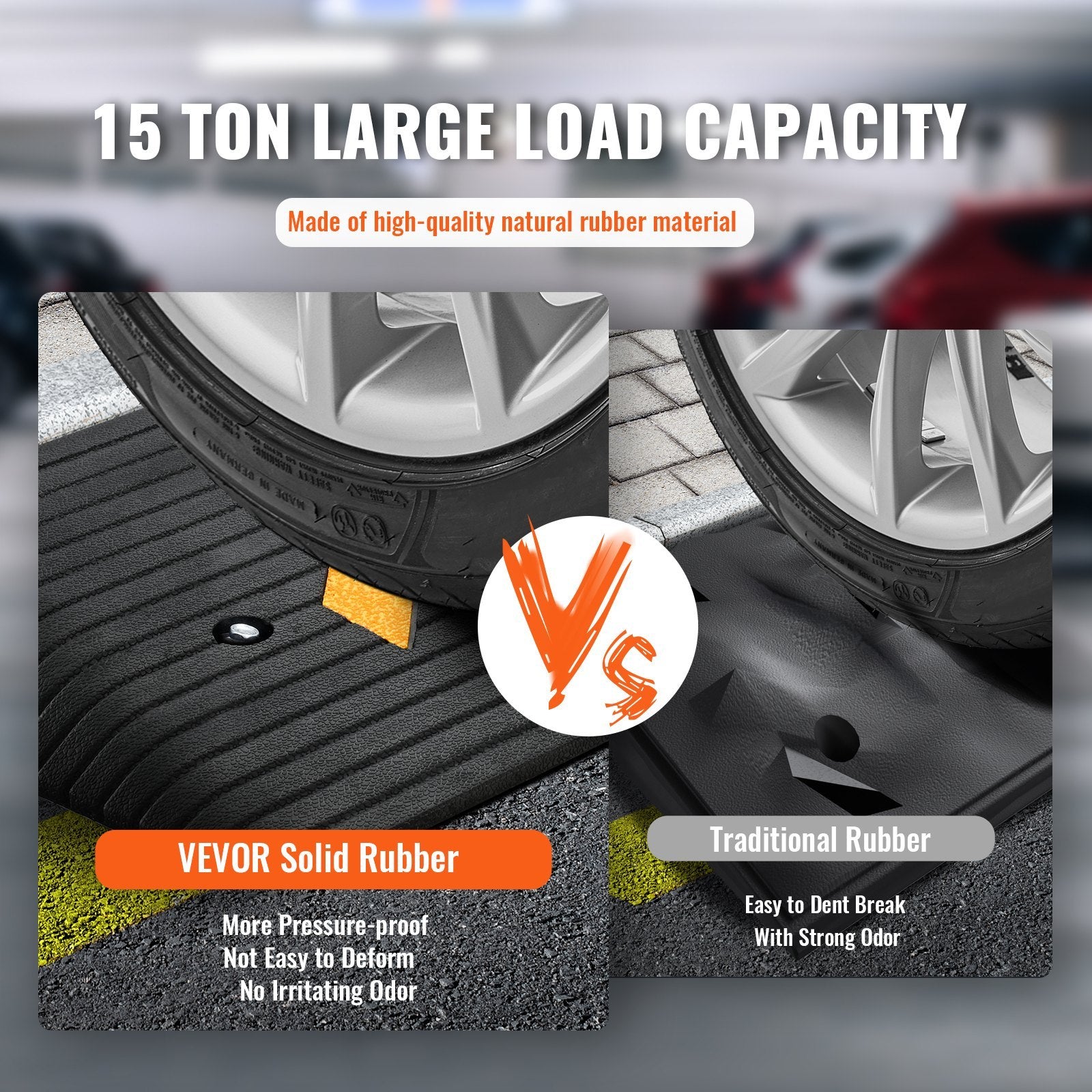 VEVOR Upgraded Rubber Threshold Ramp — 15 Ton Load, 1-Channel Non-Slip Door & Curb Ramp for Wheelchair & Scooter