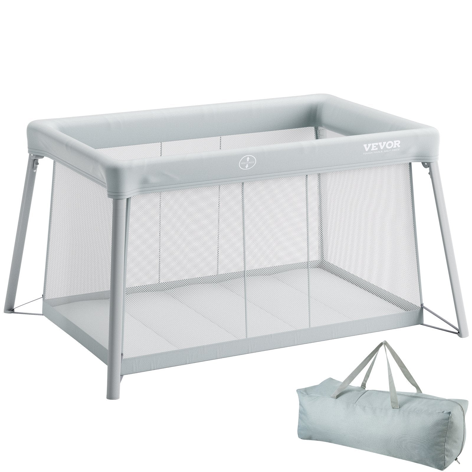 VEVOR Baby Travel Crib And Play Yard Folding Baby Playpen With Soft Mattress Pad