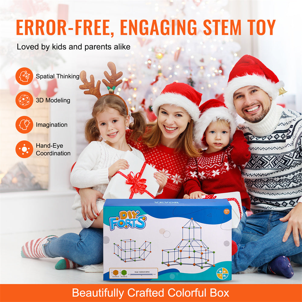 VEVOR Tent Fort Building Kit For Kids STEM Construction Toy Set Castle 120PCS