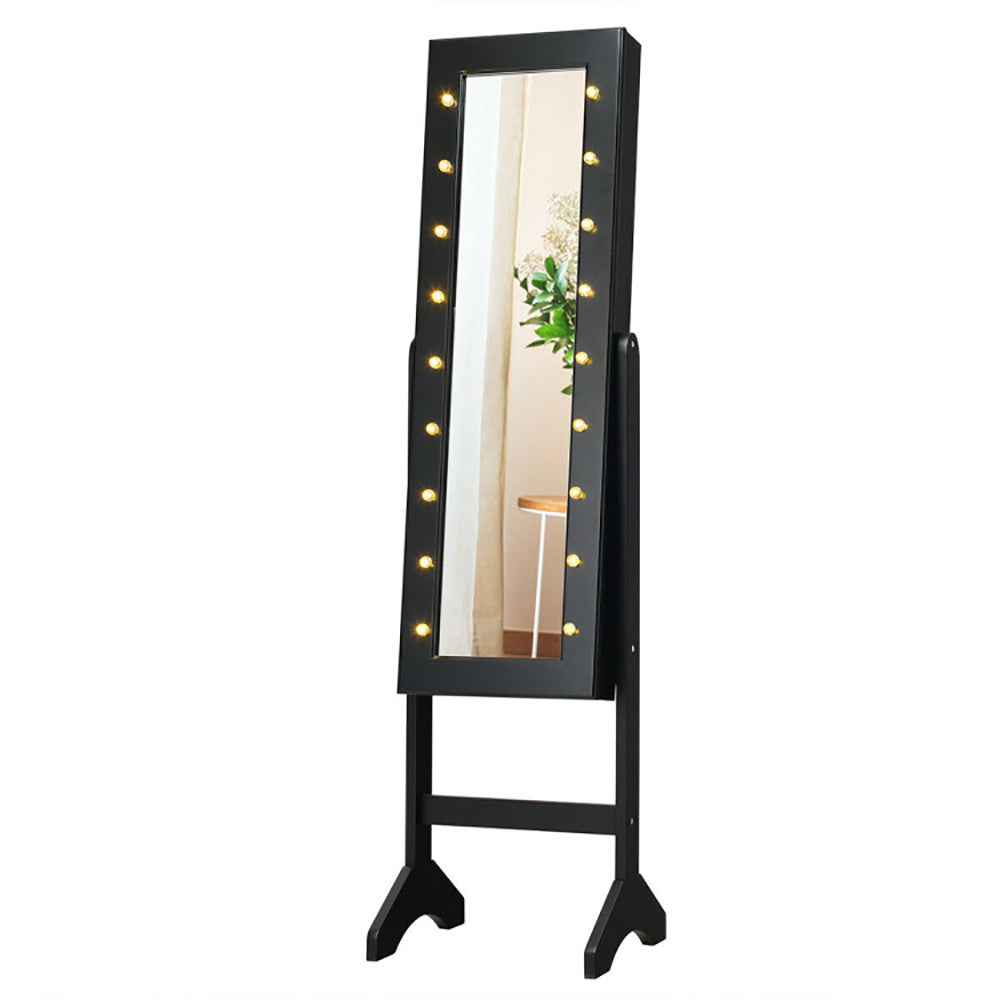 Coocosh's versatile jewelry armoire in a chic design, crafted from MDF with a stylish brown finish and LED lights, perfect for use in bedrooms or dressing rooms.