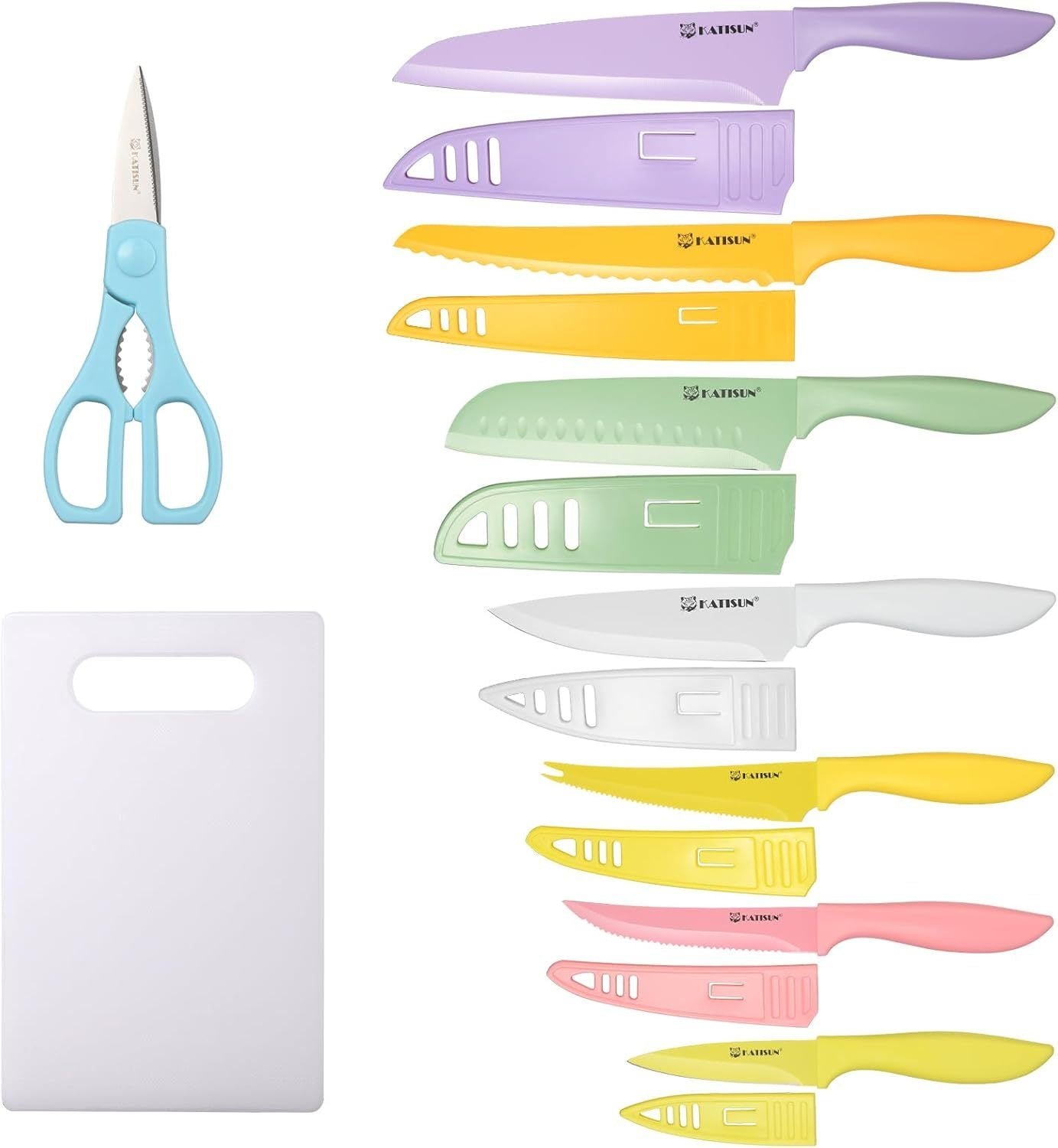 30-Piece Knife Set with Cutting Board — Colorful Stainless Steel Kitchen Knives