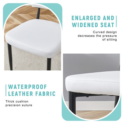 CYDD Minimalist Ergonomic Dining Chair — Curved Backrest, PU Leather (4-Pack)