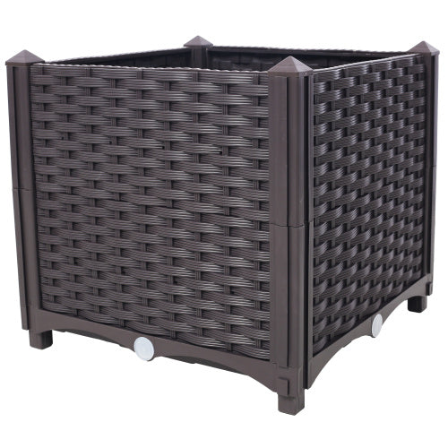 Deep Raised Garden Bed Plastic Planter Boxes For Vegetables Flowers Herbs And Succulents,Self-Watering Planter Box Raised Bed To Grow Flowers, Herbs & Vegetables, 15.7 L X 15.7 D X 14.7 H