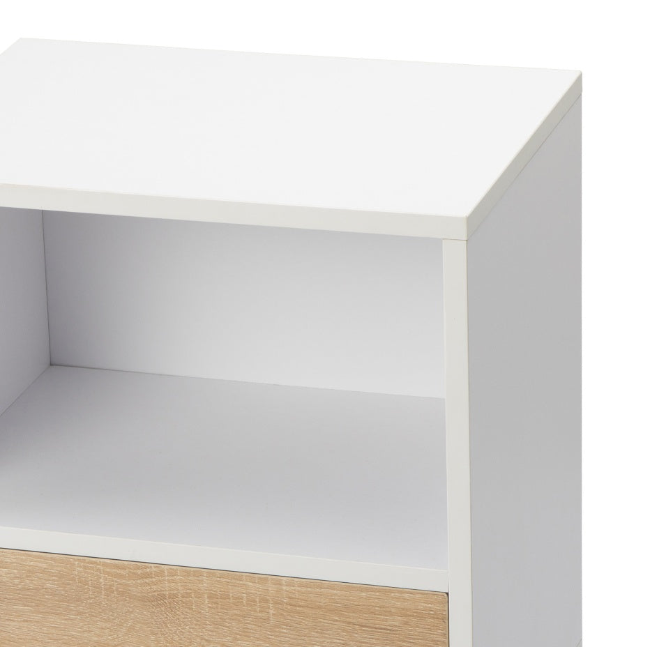 Set Of 2 Bedside Cupboards With 1 Drawer & Storage Shelf For Indoor Use - White