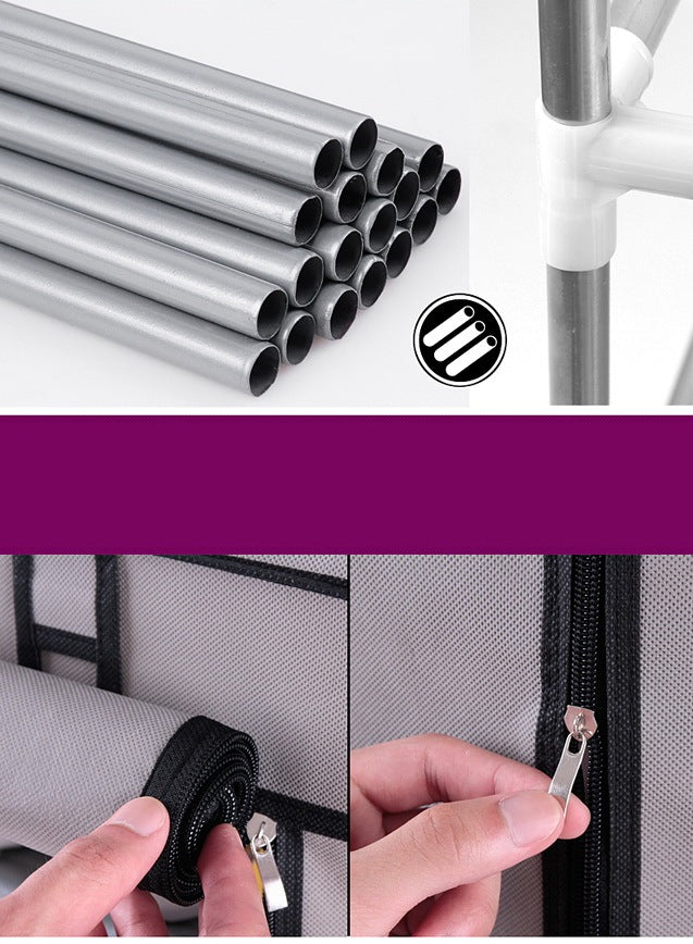 Double Row 9-Grid Non-woven Shoe Cabinet Boots - Coffee