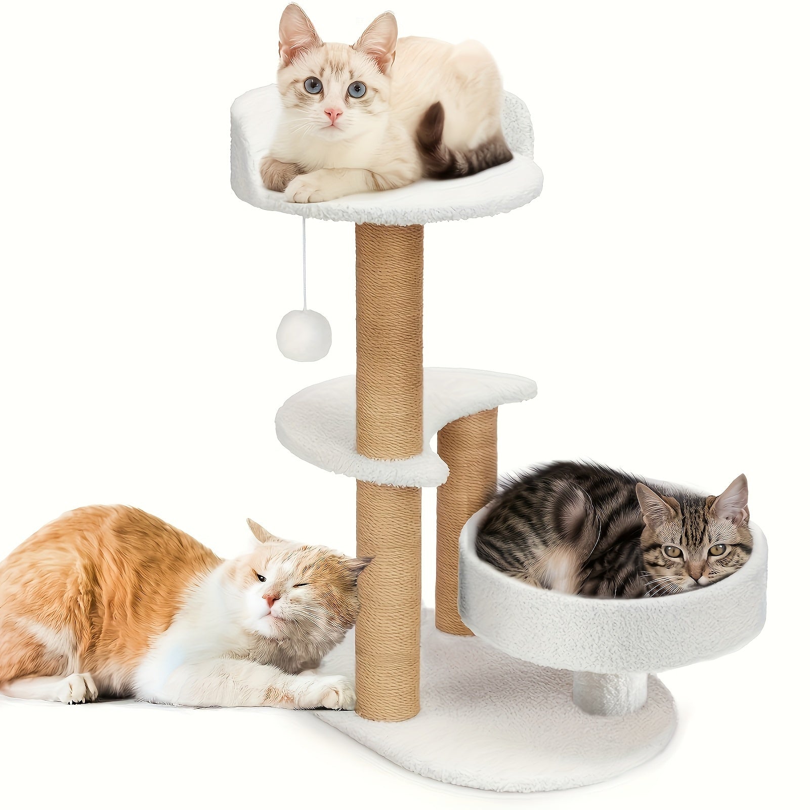 Luxury Cat Tree With Scratching Posts - Easy To Assemble, Wooden Fiber Structure, Suitable For Cats
