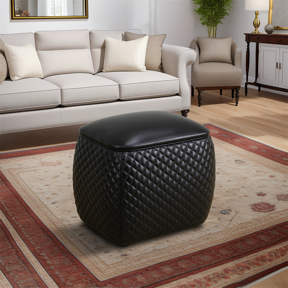 Scratch-Resistant Diamond Tufted Ottoman, 19.5x15.5x18 Inch Pet-Friendly Accent Stool