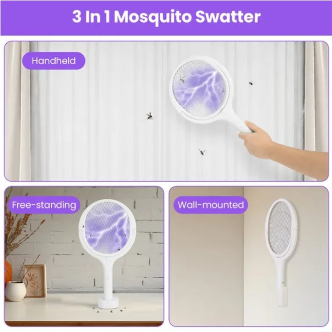 Coocosh electric pest control rack designed with a safety grid and rotating head, in black, perfect for easily zapping insects in any environment like your home office.