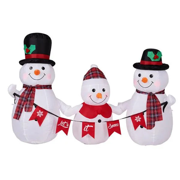 6.2FT Lighted Christmas Inflatable Decoration - Snowman Family with LED Bunting