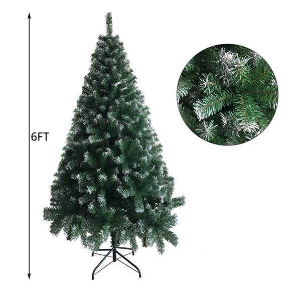 6FT Green & White PVC Christmas Tree — 650 Tips, Iron Base