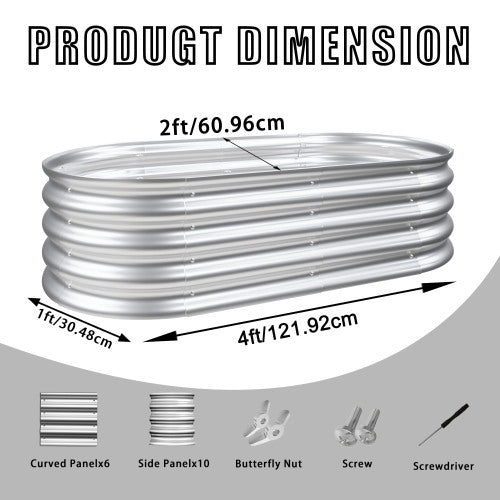 4x2x1ft Raised Garden Bed Kit, Galvanized Planter Raised Garden Beds For Outdoor For Vegetables,Flowers &Herbs, Heavy Duty, Rust-Resistant, Easy Assembly