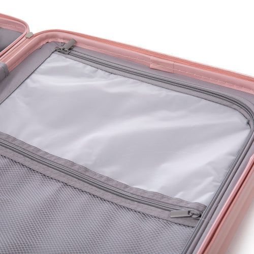 CYDD 3-Piece ABS Spinner Luggage Set (20", 24", 28") with Cup Holder & USB - Wine Red