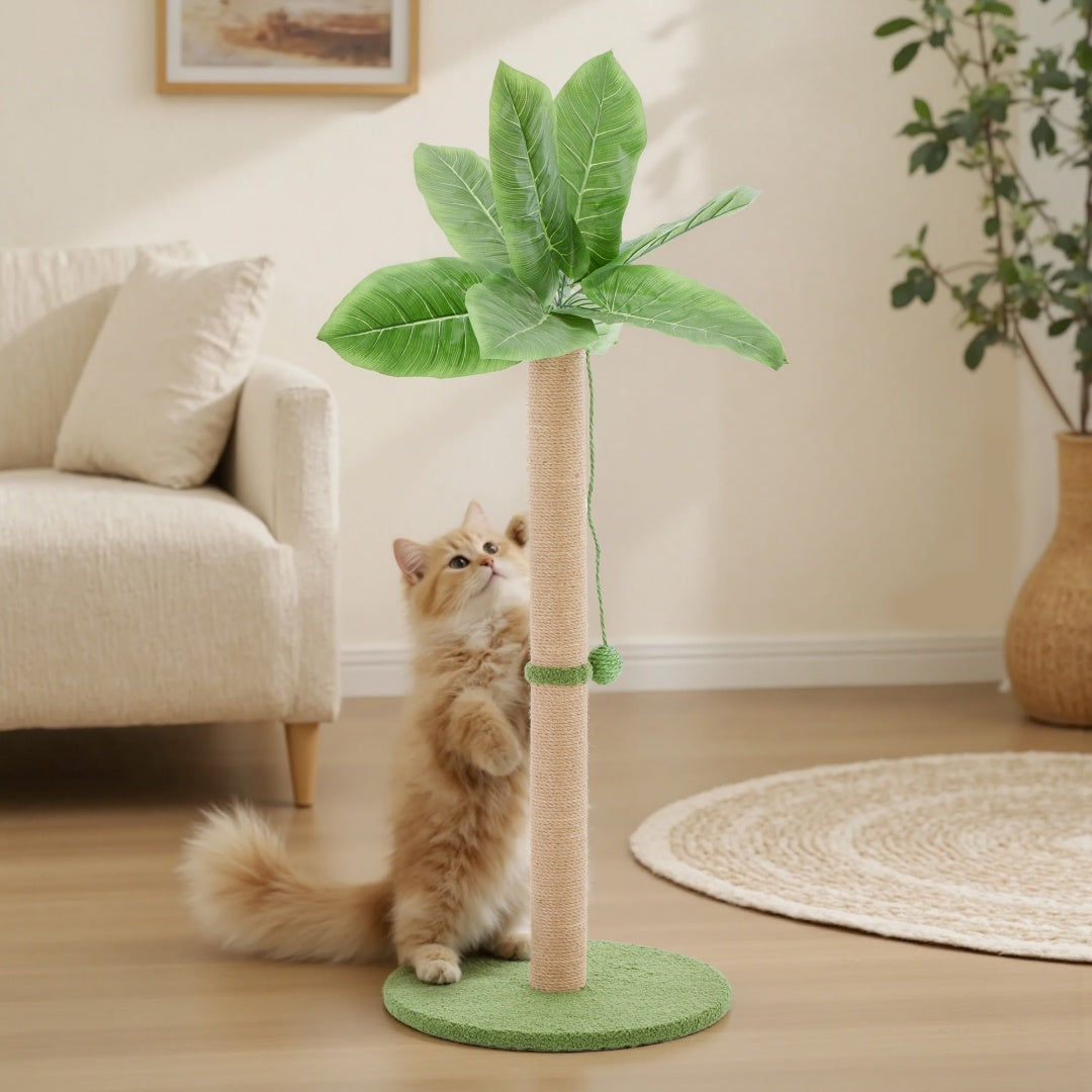 Cat Scratching Post, 33in Tall Scratcher with Dangling Ball for Indoor Cats