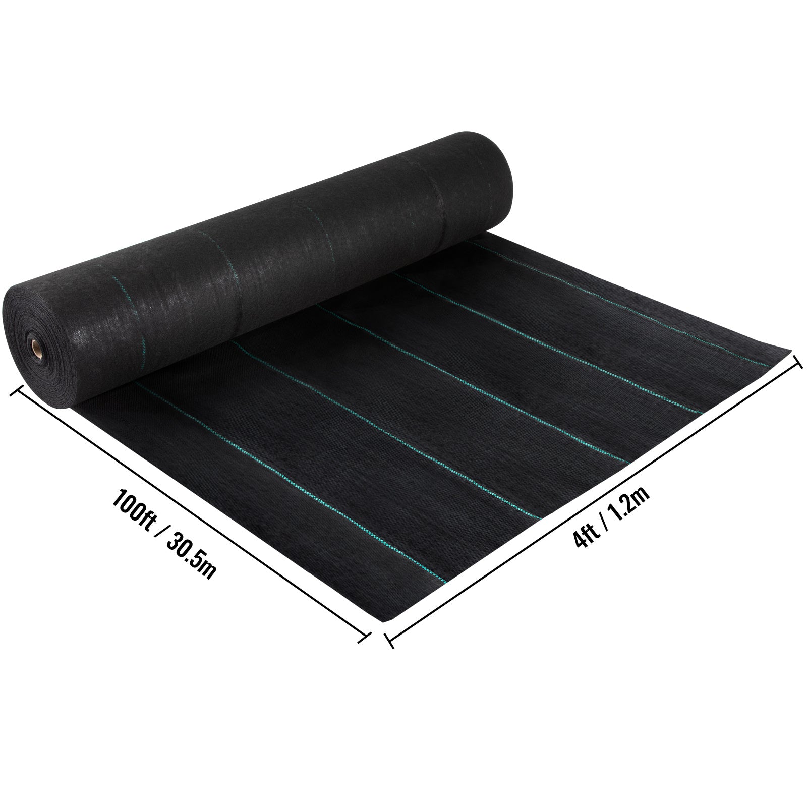 VEVOR 5.8 OZ Heavy Duty Garden Weed Barrier Fabric – 100ft x 4ft, Black