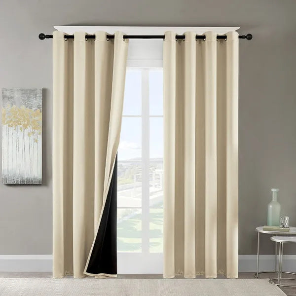 Polyester Grommets Thermal Insulated Blackout Curtains 52 x 84 in (Set of 2)