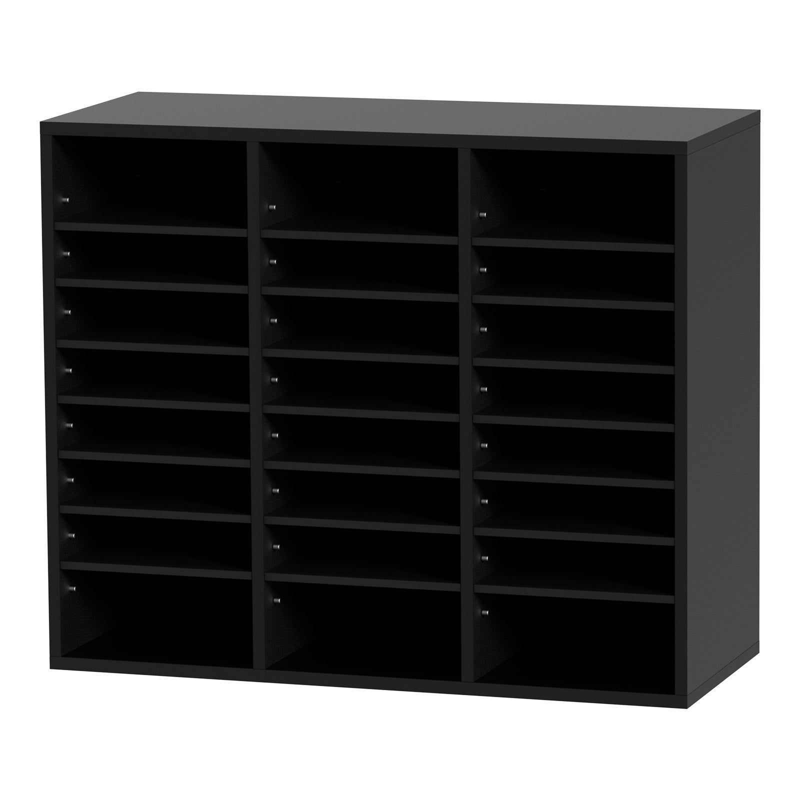 VEVOR Wood Literature Organizer, 24 Compartments, File Sorter With Removable Shelves, Mailbox Slots – Black