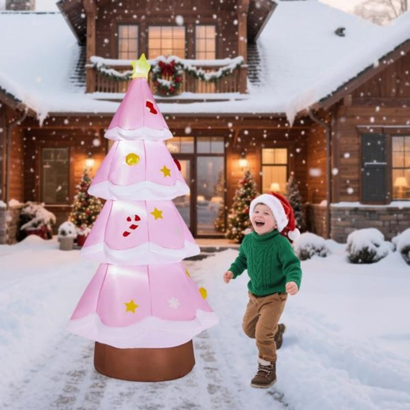 7.2FT Lighted Pink Inflatable Christmas Tree