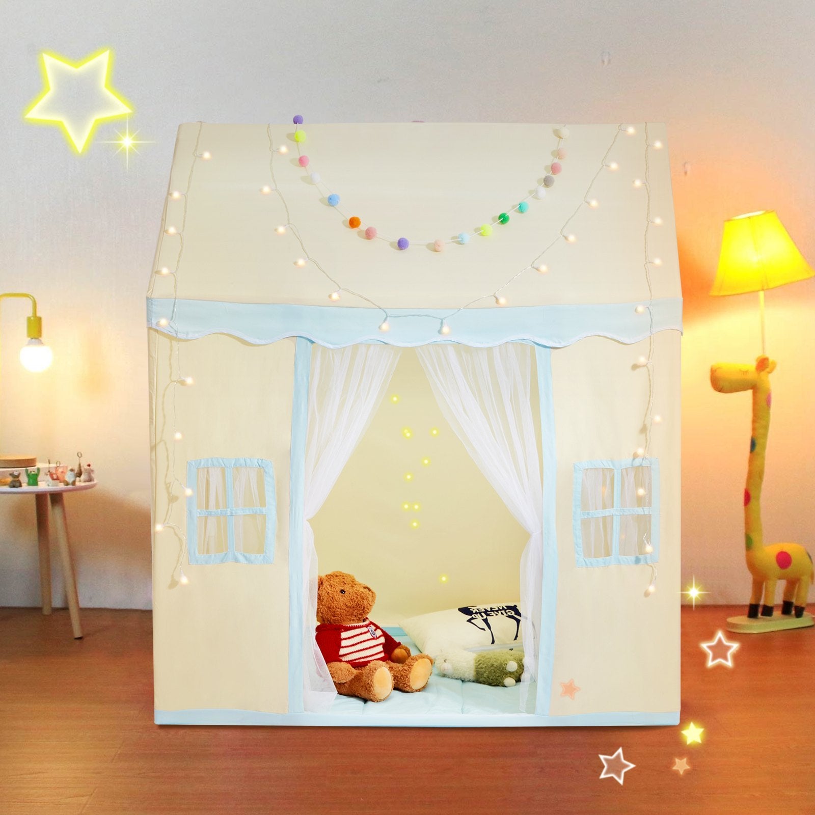 VEVOR Kids Play Tent, Indoor and Outdoor Castle Tent, Beige