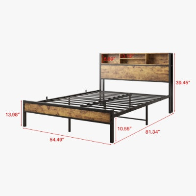 Cydd Full Size Bed Frame Storage Headboard Charging Station Black - View 4