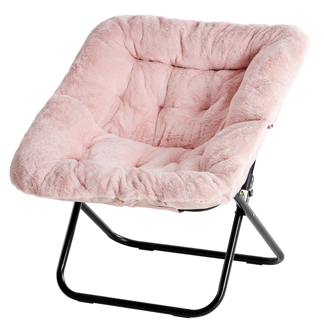 Comfy Faux Fur Folding Lounge Chair for Adults – Large Foldable