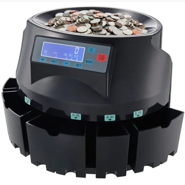 VEVOR USD Coin Sorter Coin Counter Wrapper And Roller - 300 Coins/Min LCD
