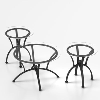 3 Piece Tempered Glass Coffee Table Set Rustic Black - View 4