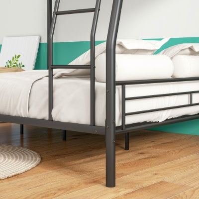Heavy Duty Metal Bunk Bed Full Over Queen Bunk Bed For Adults, Noise Free Frames, No Boxing Spring Needed