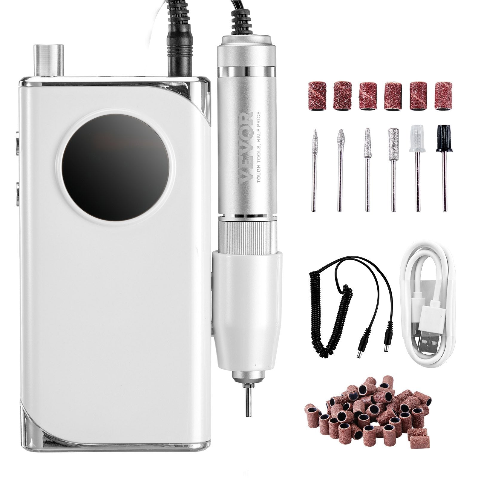 VEVOR Electric Rechargeable Nail Drill - 40,000RPM Cordless E-File with LCD