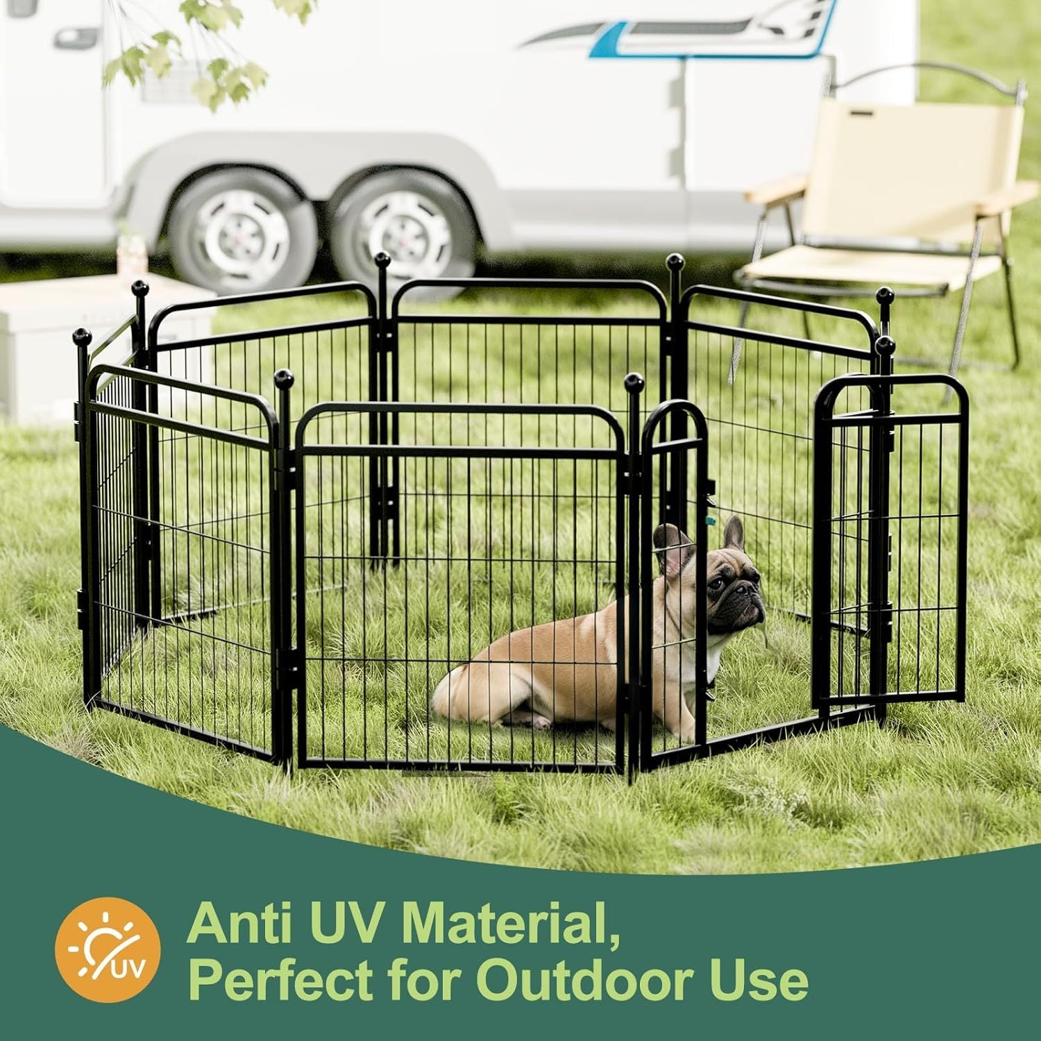 Gardner Pet Dog Fence — Foldable Indoor & Outdoor Playpen for Small & Medium Dogs with Gravity Automatic Lock