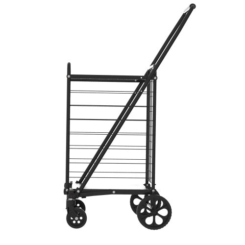 CYDD Foldable Shopping Cart with Double Basket, 360° Wheels