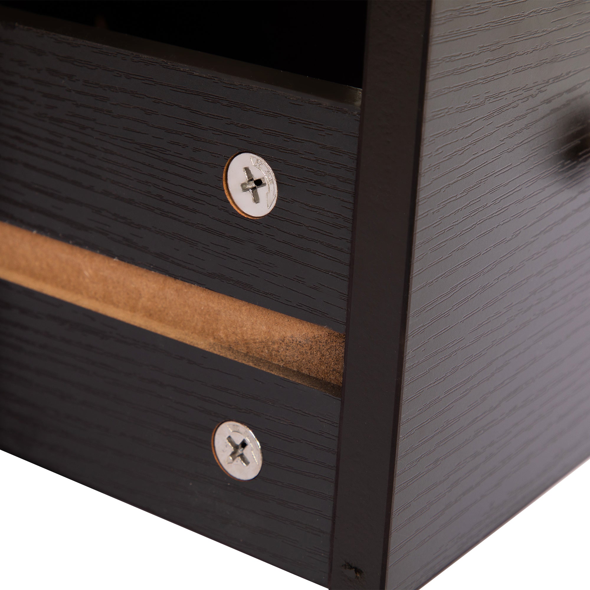 Transitional Nightstand W USB Charging Station,2-Drawer Storage Cabinet Espresso