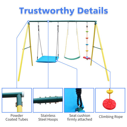 CYDD 3‑in‑1 Indoor/Outdoor Metal Swing Set with Safety Belt