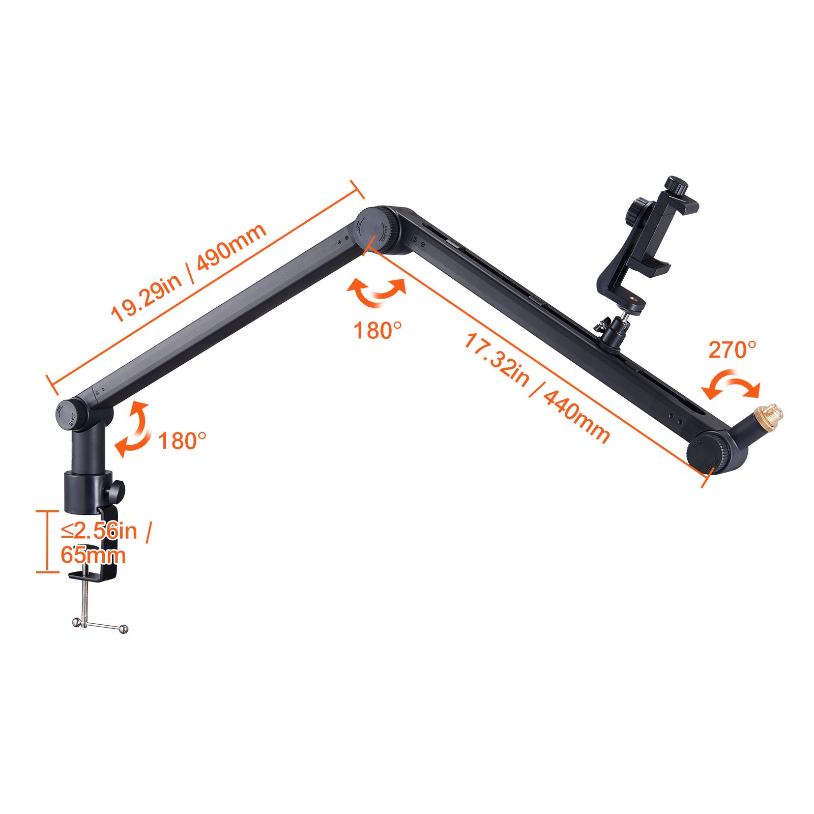 VEVOR Adjustable Microphone Boom Arm With Desk Mount — Compatible with Blue, HyperX, Shure & Audio‑Technica