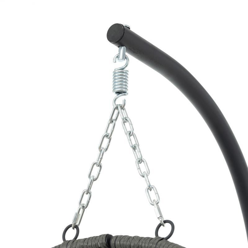 Indoor & Outdoor Hanging Egg Swing Chair with Stand — Patio Wicker Basket Chair (Dark Grey)