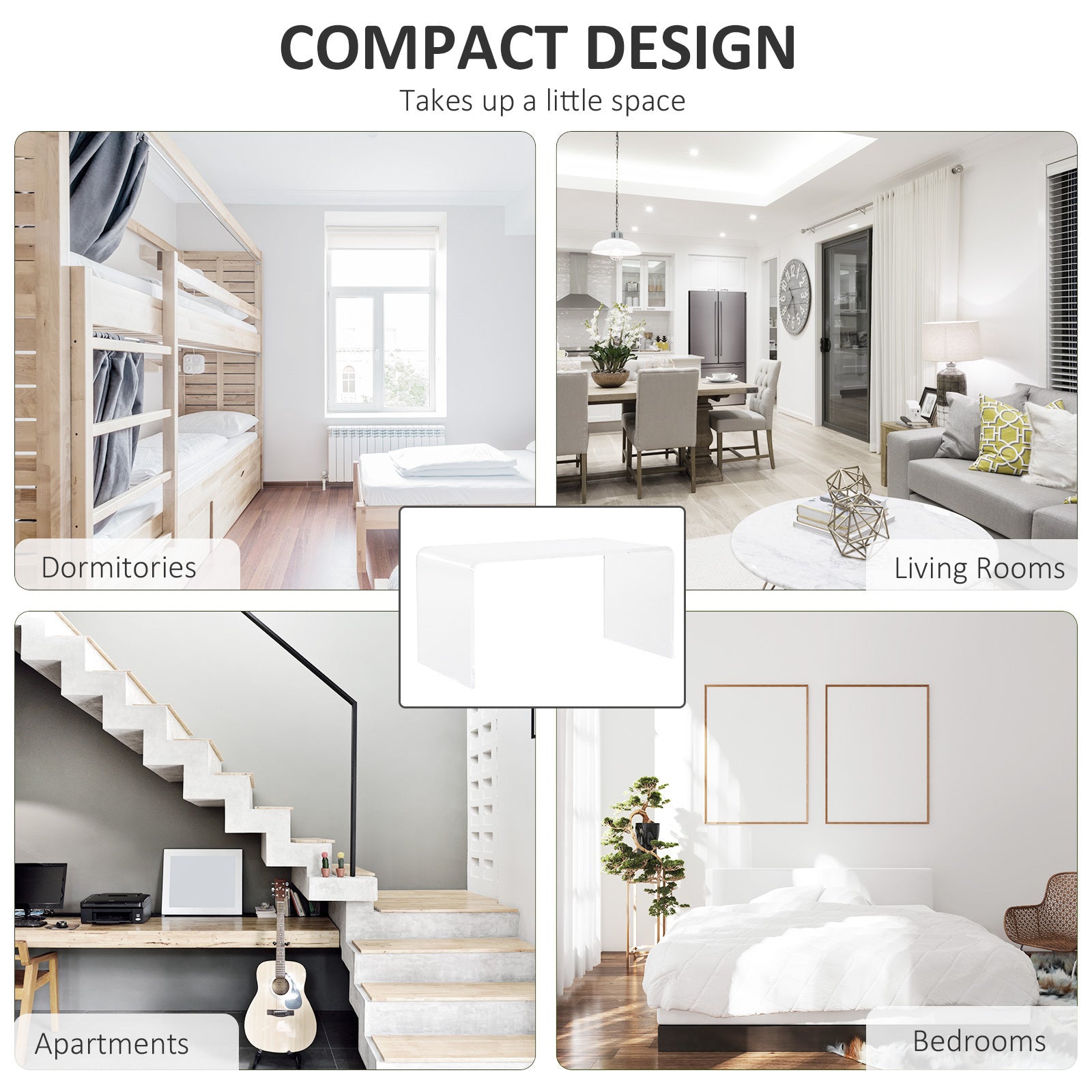 Coocosh C-Shape Waterfall End Table is crafted from sturdy 0.5" thick acrylic, featuring a transparent design that enhances your living room aesthetics, perfect for casual gatherings.