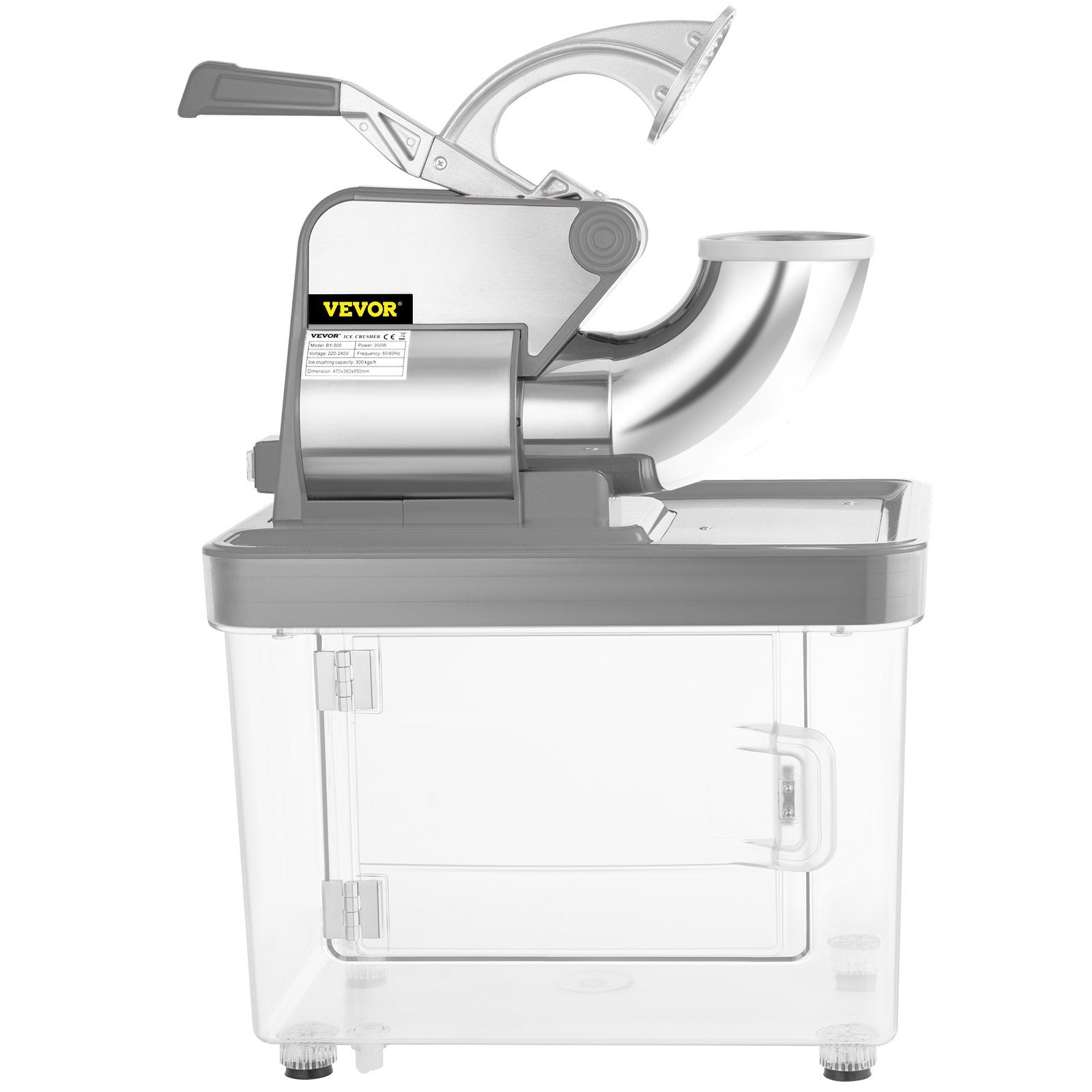 VEVOR 110V Commercial Ice Crusher , ETL Approved 300W Electric Snow Cone Machine With Dual Blades, Stainless Steel Shaved Ice Machine With Safety