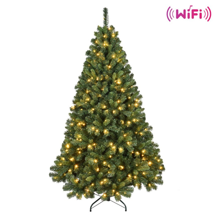 fulian 6ft PVC Hybrid Automatic Tree (Pre-Lit Smart RGB, Quick Set)