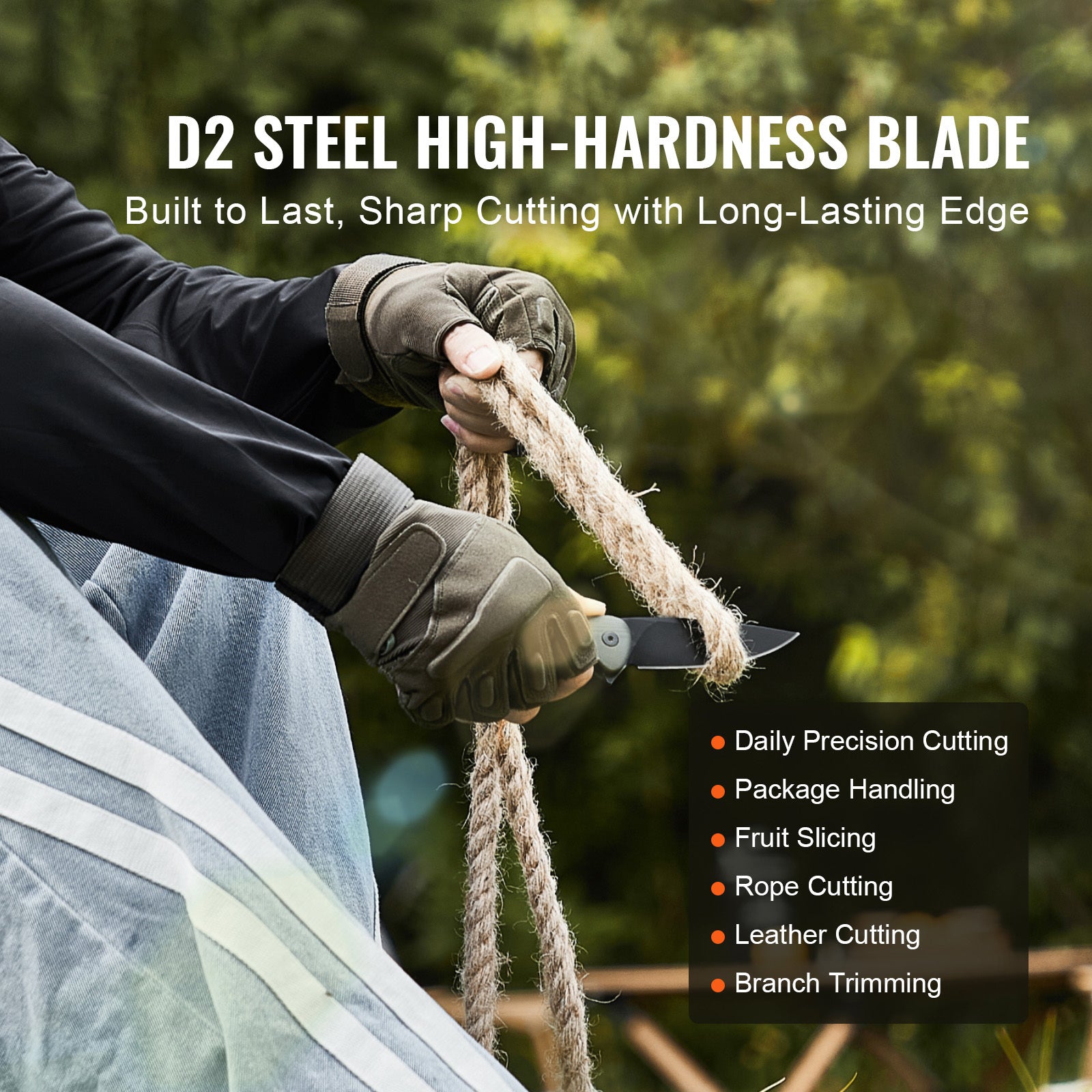 Folding Pocket Knife 3.5 In 8.8 Cm D2 Steel Blade G10 Handle Pocket Clip