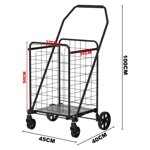 CYDD Foldable Shopping Cart with Double Basket, 360° Wheels